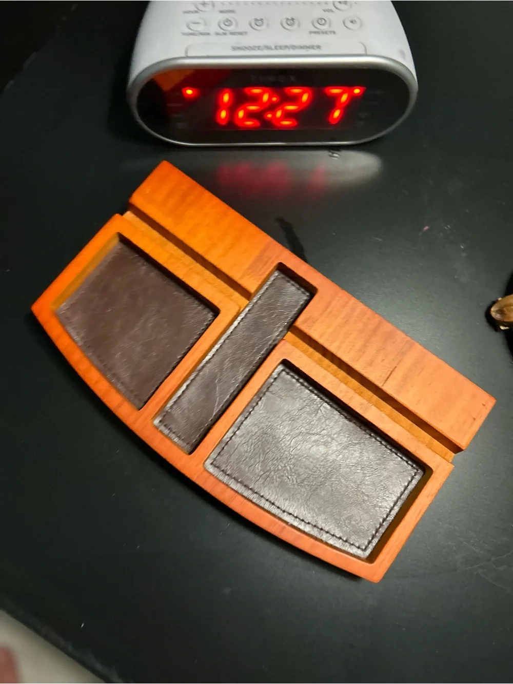 Brown Leather Valet Tray - Minimal Catchall